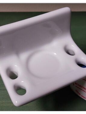 Lenape White Ceramic Wall-Mount Soap Dish with Drain Holes